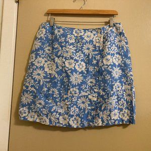 Summer Blue Flowers Linen Skirt
